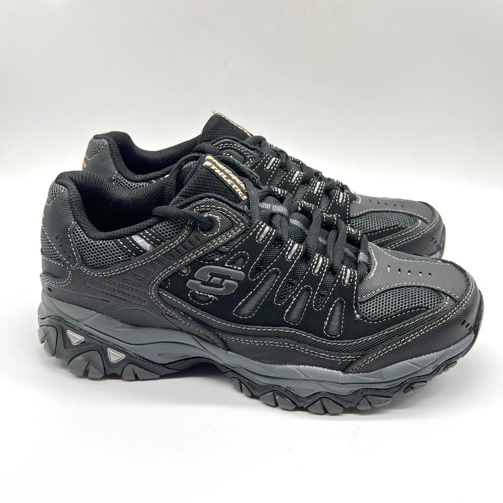 8XW 8 EXTRA WIDE WIDTH Skechers Mens After Burn Black Grey Sneakers Shoes